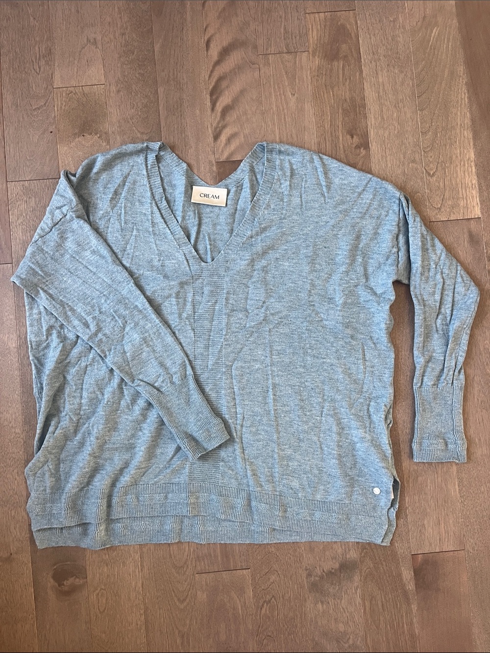 CREAM Light Gray V-Neck Women's Sweater